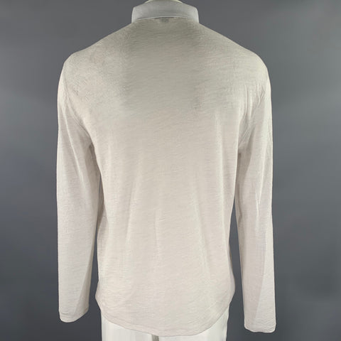 JOHN VARVATOS Size L Grey Knitted Wool Long Sleeve Polo