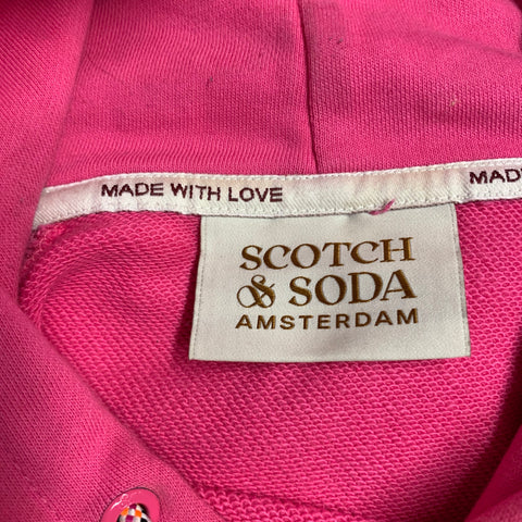 SCOTCH AND SODA Size XL Pink Multi Color Patch Cotton Hoodie Sweatshirt
