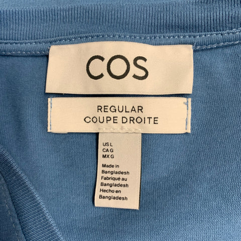 COS Size L Blue Cotton Crew Neck T-shirt