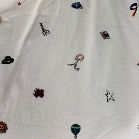 PAUL SMITH Size L White Multi Color Picture Cotton Long Sleeve Shirt