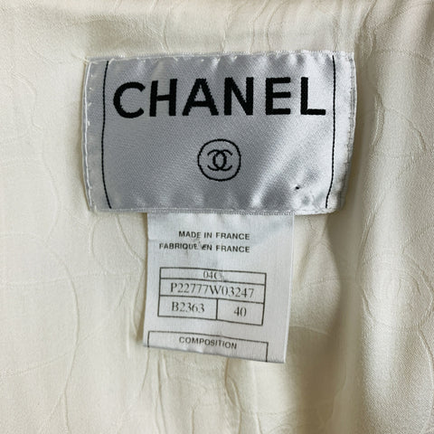 CHANEL Size 8 Cream Cotton Acrylic Textured Jacket