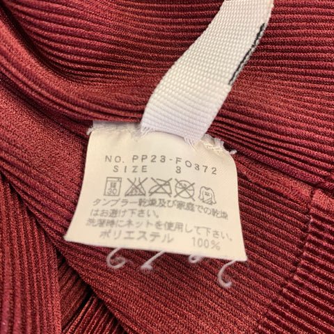 PLEATS PLEASE by ISSEY MIYAKE Size S Burgundy Polyester Pleated Cardigan Blouse
