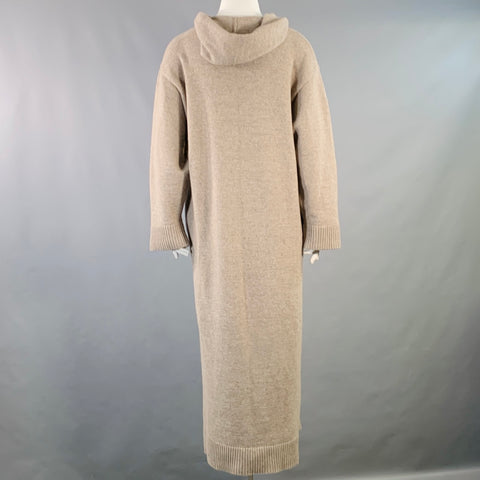 THE ROW Size M/L Ieva Heather Beige Cashmere Knit Hooded Maxi Dress