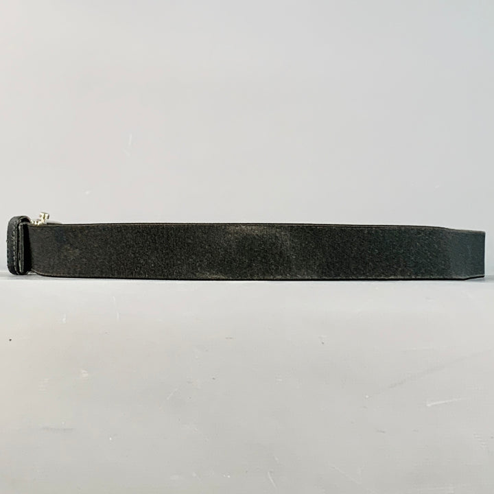 PRADA Size 38 Black Silver Logo Canvas Box Buckle Belt