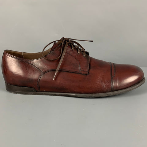 DOLCE & GABBANA Size 9 Brown Leather Cap Toe Lace-Up Shoes