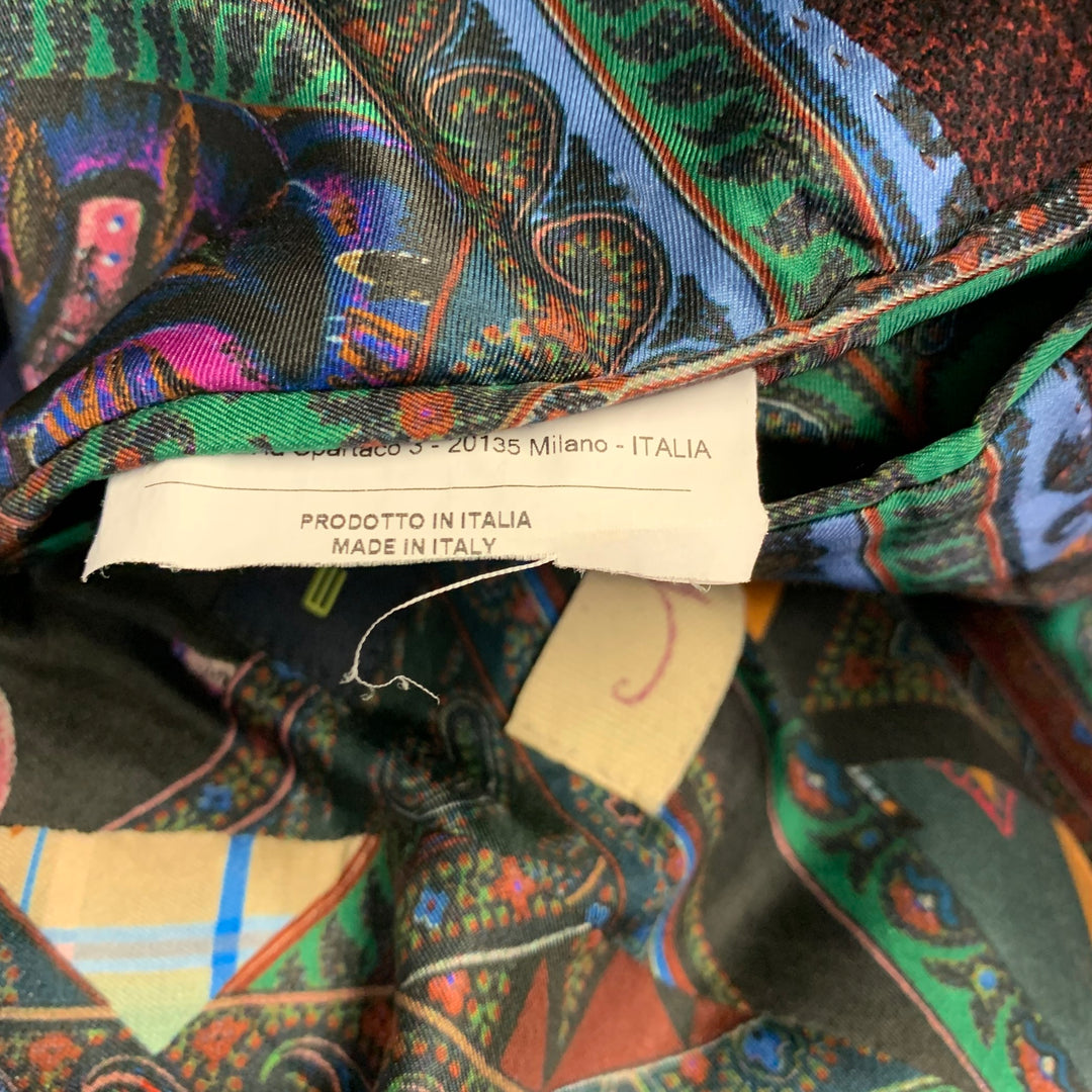 ETRO Size 42 Red Black Glenplaid Wool Contrast Trim Notch Lapel Sport Coat