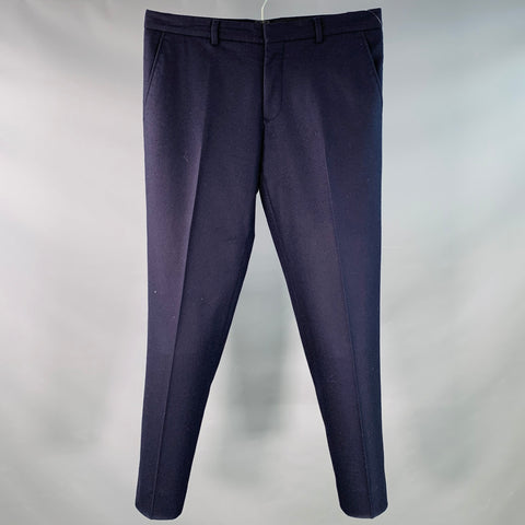 AMI by ALEXANDRE MATTIUSSI Size 31 Navy Wool Twill Flat Front Tapered Dress Pants