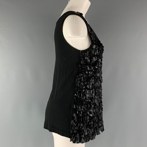 GIVENCHY Size S Black Ruffled Tank Casual Top