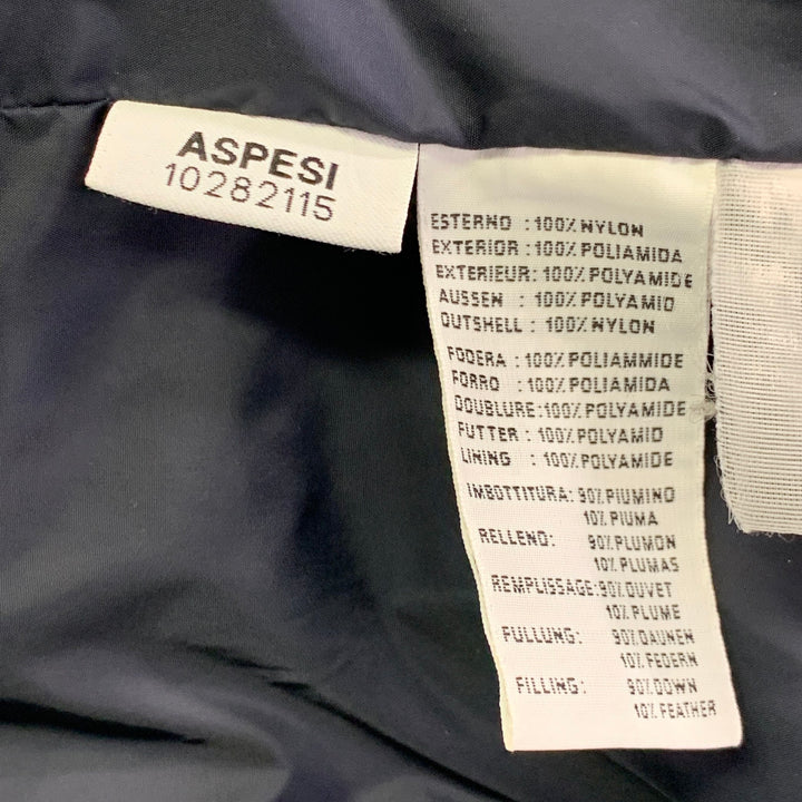 ASPESI Size M Navy Quilted Nylon Zip Snaps Jacket