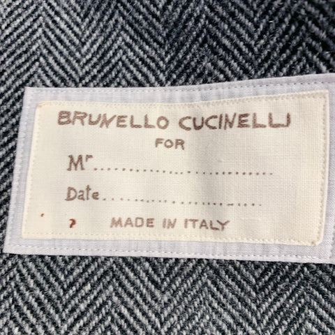 BRUNELLO CUCINELLI Size 38 Grey Black Herringbone Cashmere Sport Coat