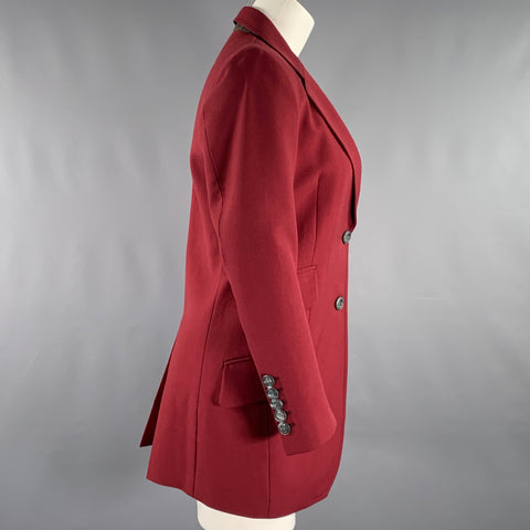 GUCCI Size S Burgundy Single Breasted Twill Jacket Blazer
