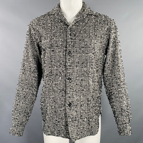 MS BRAQUE Size 38 Black White Glenplaid Wool Blend Shirt Jacket