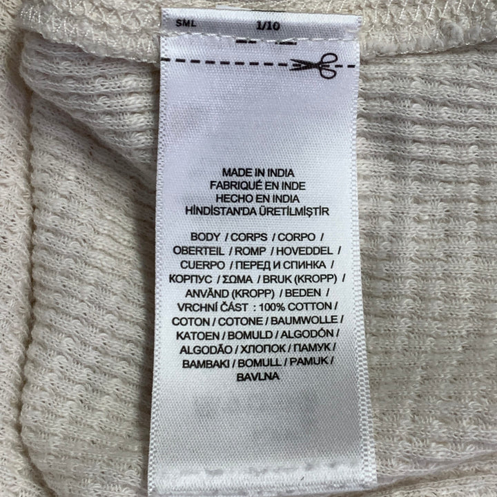 RRL by RALPH LAUREN Size L Cream Waffle Knit Cotton Crew Neck Pullover