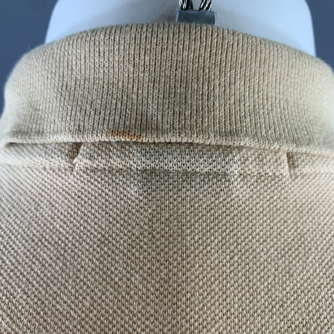 RALPH LAUREN Size S Khaki Yellow Logo Cotton Ribbed Polo