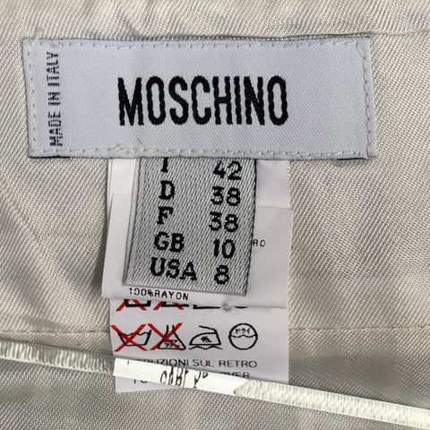 MOSCHINO Size 8 Brown Blue Cream Wool Woven Pencil Below Knee Scallop Hem Skirt