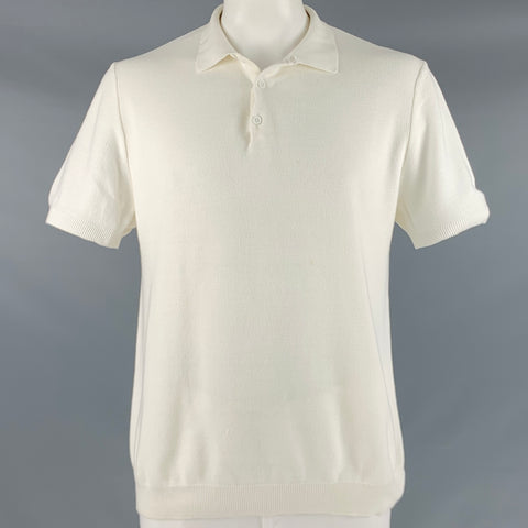 SUNSPEL Taille XL Polo à manches courtes en coton piqué blanc cassé