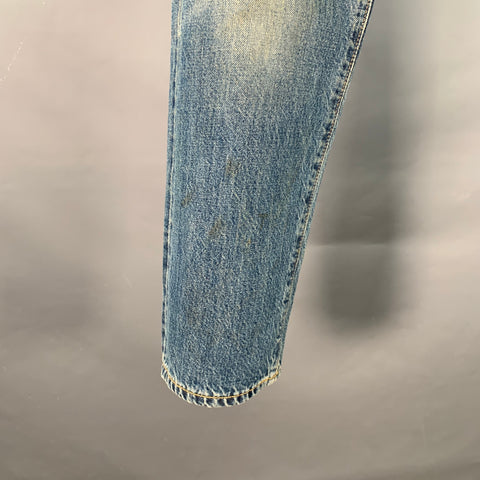RRL by RALPH LAUREN Size 29 Blue Cotton Distressed Straight Button Fly Jeans