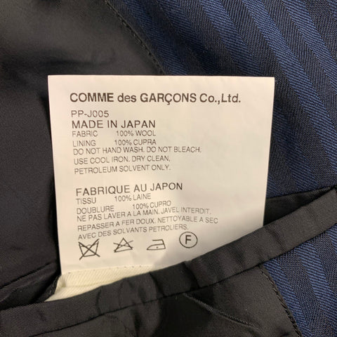 COMME des GARCONS HOMME PLUS Size L Blue Navy Stripe Wool Sport Coat