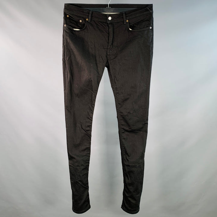 ACNE STUDIOS Size 35 Black Denim Straight Slim Five Pockets Jeans