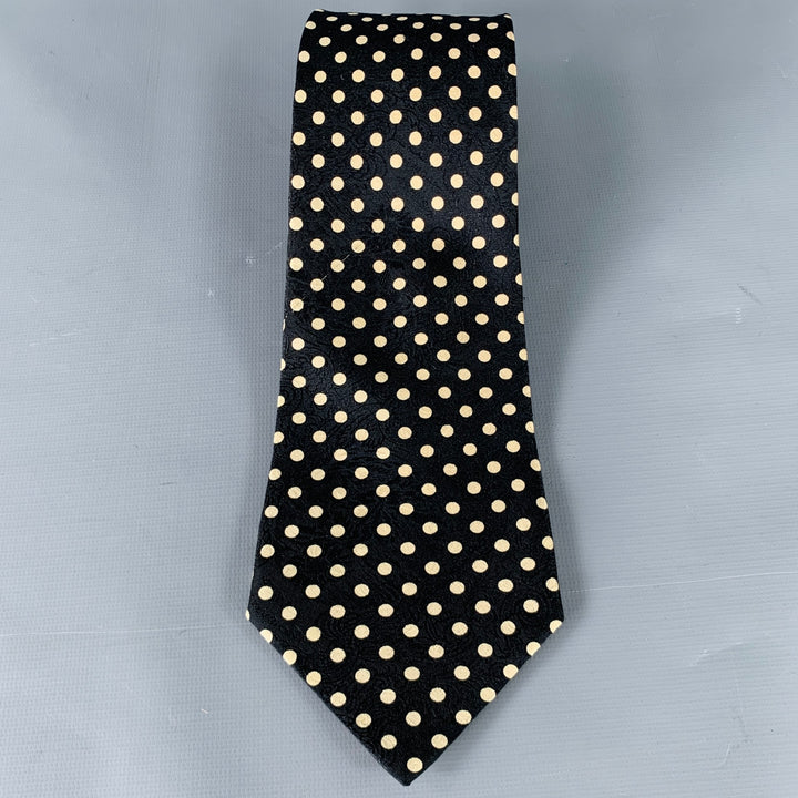 BALLY Black White Polka Dot Silk Tie