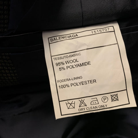 BALENCIAGA Chest Size 38 Black Olive Checkered Wool  Polyamide Sport Coat