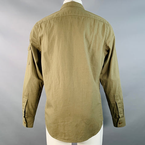 WALLACE & BARNES Size M Green Olive Cotton Safari Long Sleeve Shirt