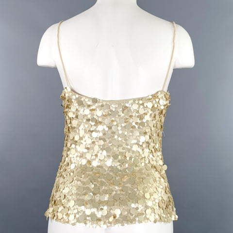 CITRINE Size M Gold Beige Rayon Payettes Camisole Dress Top