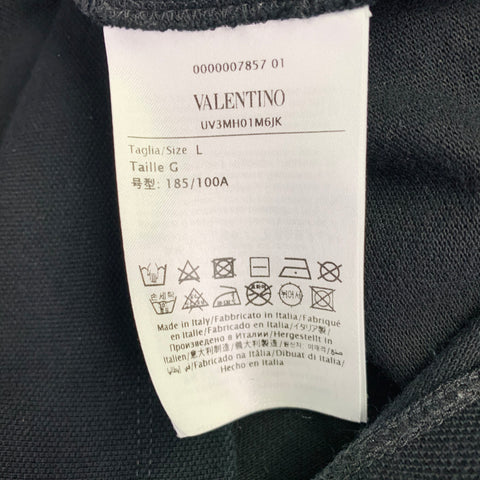 VALENTINO 2020 Size L Black Green Yellow Parrot Graphic Cotton Buttoned Polo