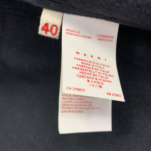 MARNI Size 4 Black Wool Blend Raw Edge Hooded Jacket