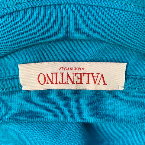 VALENTINO Size XL Blue White Logo Cotton Short Sleeve T-shirt