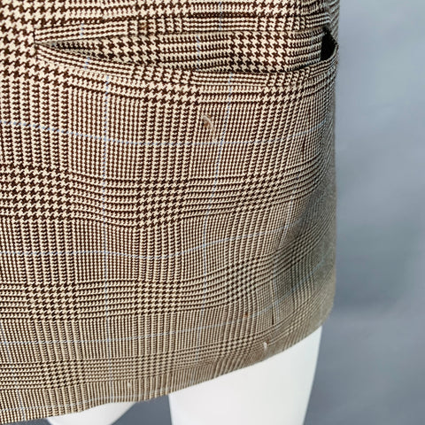 RALPH LAUREN Taille 38 Regular Veste Sport Cachemire Soie Plaid Marron Beige