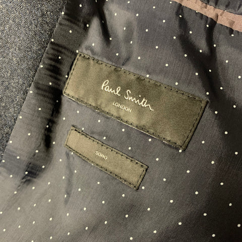 PAUL SMITH Chest Size 40 Grey Dark Grey Wool Silk Notch Lapel Sport Coat