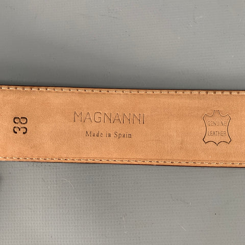 MAGNANNI Size 38 Brown Silver Leather Belt