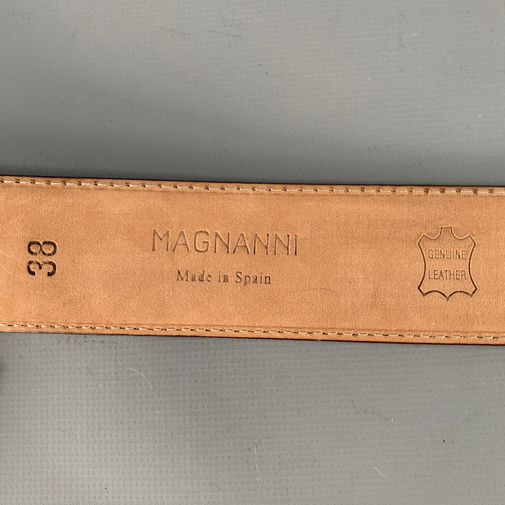 MAGNANNI Size 38 Brown Silver Leather Belt