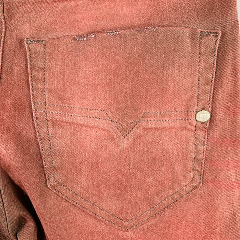 DIESEL Size 27 Tepphar Red Cotton Blend Carrot Tapered Slim Distressed Jeans
