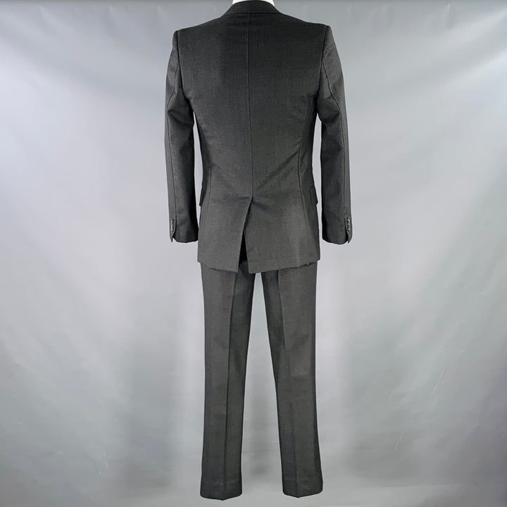 YVES SAINT LAURENT Size 42 Long Grey Charcoal Wool Notch Lapel Suit