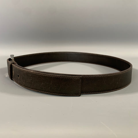 PRADA Size 34 Brown Dark brown Leather Belt