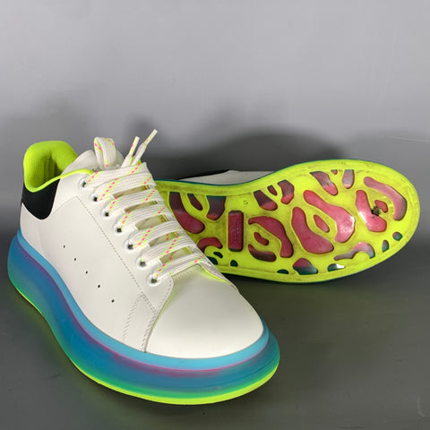 ALEXANDER MCQUEEN Size 10 White Multi Color Color Block Leather Low Top Sneakers