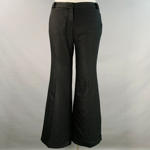 BURBERRY Size 10 Black Wool Blend Cuffed Wide Leg Dress Pants