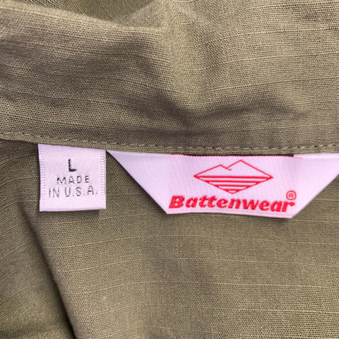 BATTENWEAR Size L -Beach Breaker- Green Cotton Parka Jacket