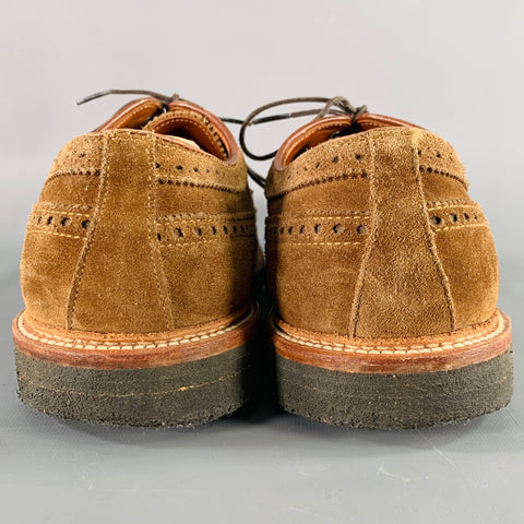 ALDEN Size 12.5 Brown Perforated Suede Wingtip Lace-Up Shoes