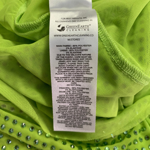 SELF-PORTRAIT Size 4 Neon Green Polyester Blend Rhinestones Long Cocktail Dress