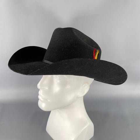 SERRATELLI Size 7.5 Black Cowboy Feather Hats