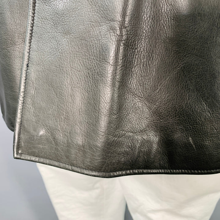 POLO by RALPH LAUREN Size L Black Leather Single Breasted Coat