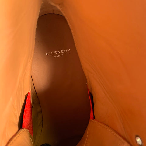 GIVENCHY Size 9 Red Studded Leather Belted Boots