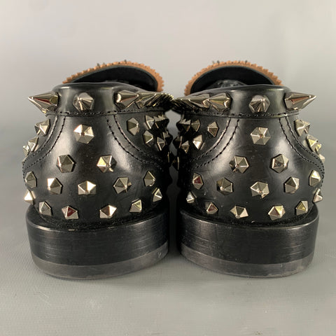 ALEXANDER MCQUEEN Size 10 Black Silver Studded Leather Slip On Loafers