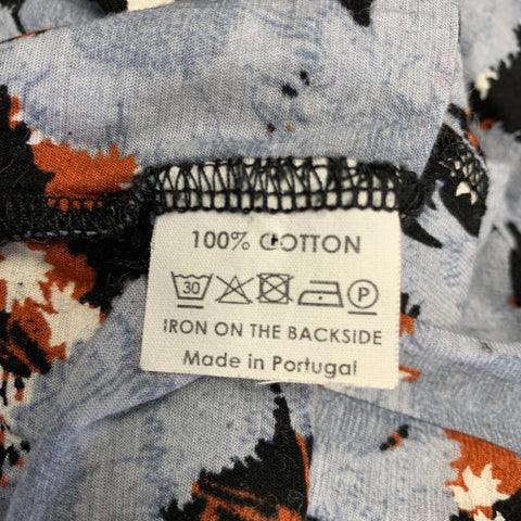 DRIES VAN NOTEN Size S Blue Black Brown Cotton Abstract Floral Blouse