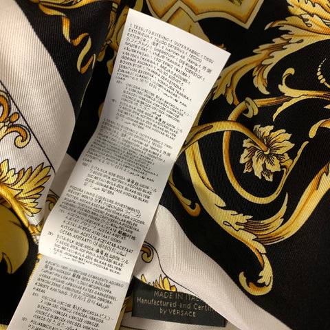 VERSACE Size 4 Black Gold Viscose & Silk Baroque Track Jacket Set