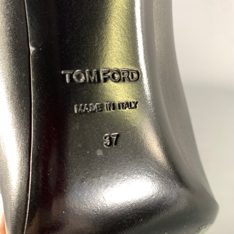 TOM FORD Size 7 Black Leather Solid Zip Up Boots