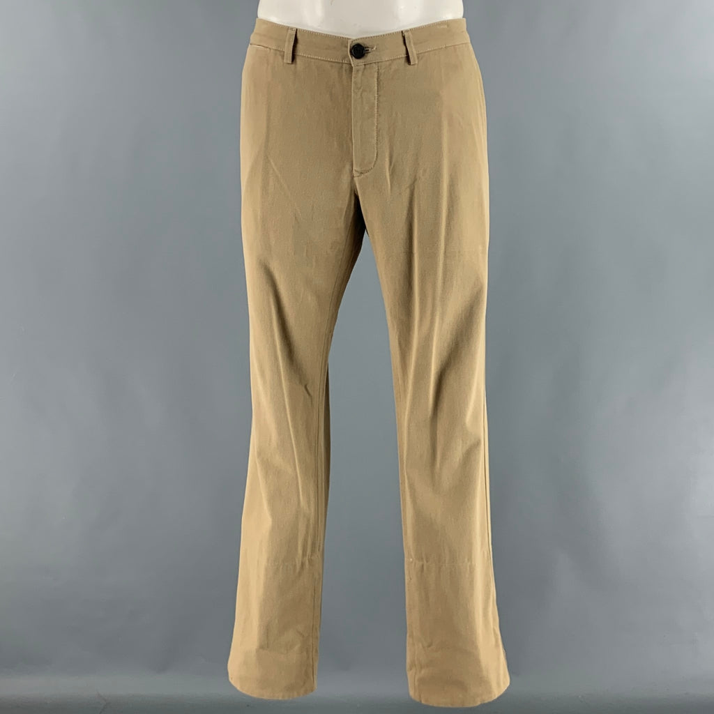 LOEWE Size 34 Khaki Solid Cotton Button Fly Dress Pants – Sui